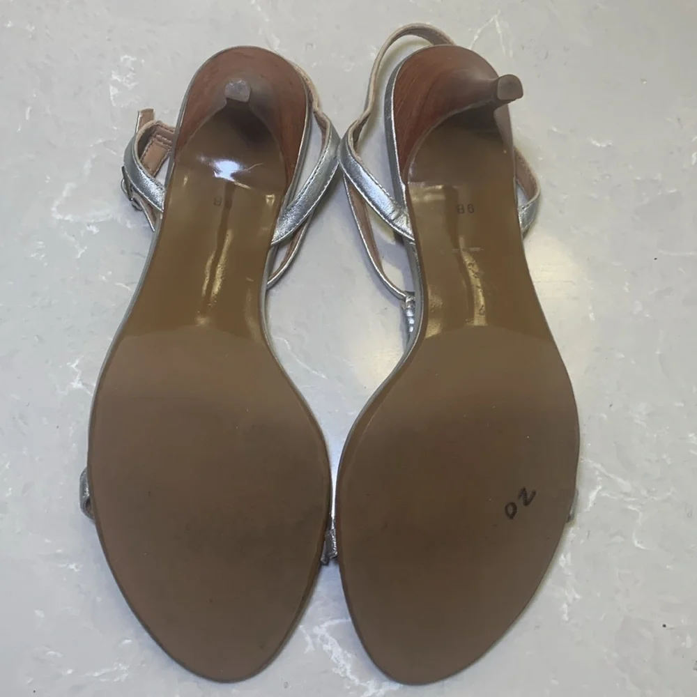 Talbots silver leather heels size 9